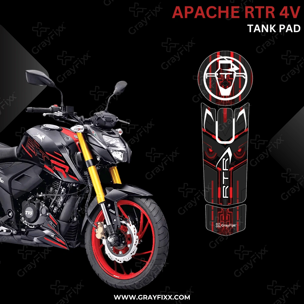 Apache RTR 4V Half Tank Pad | Half Tank Pad Compatible with Apache RTR 4V, Premium Finish, Waterproof, Pack of 1